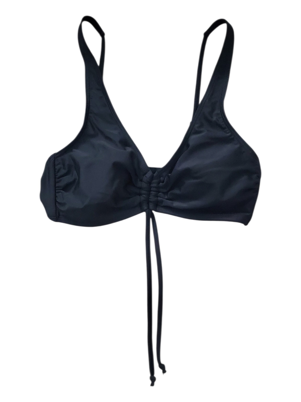 No Boundaries Black Women's Swim Tie-Front Bikini Top